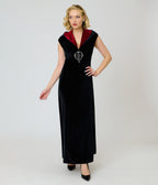 Harry Potter x Unique Vintage Black Dark Mark Velvet Hooded Maxi Dress