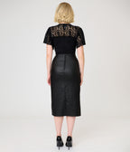 Harry Potter x Unique Vintage Black Dark Mark Vegan Leather Wiggle Skirt