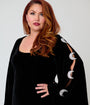 Smak Parlour Plus Size Black Velvet Moon Cutout Bell Sleeve Mini Dress