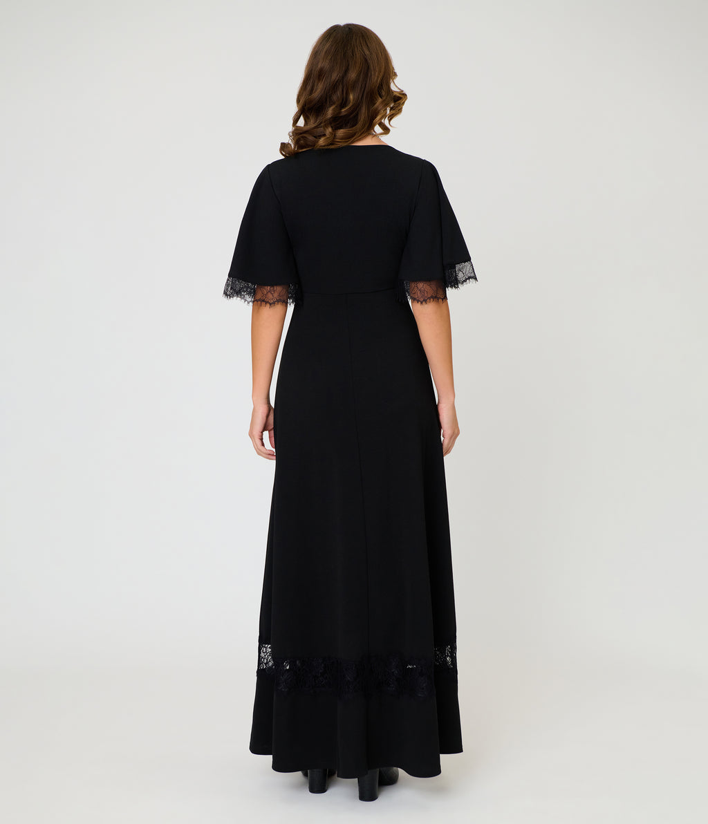 Smak Parlour Black Lace Inset Maxi Dress