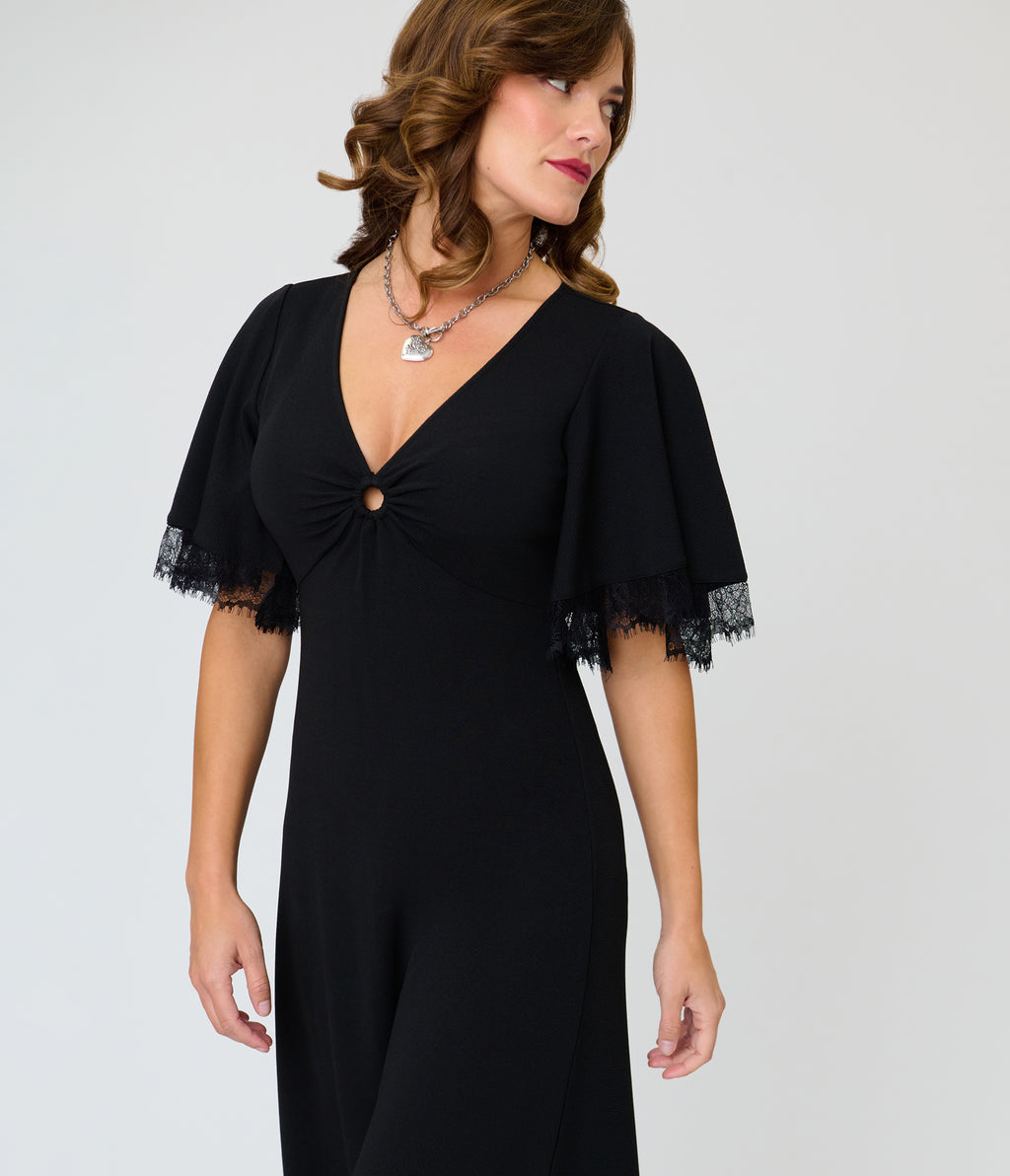 Smak Parlour Black Lace Inset Maxi Dress