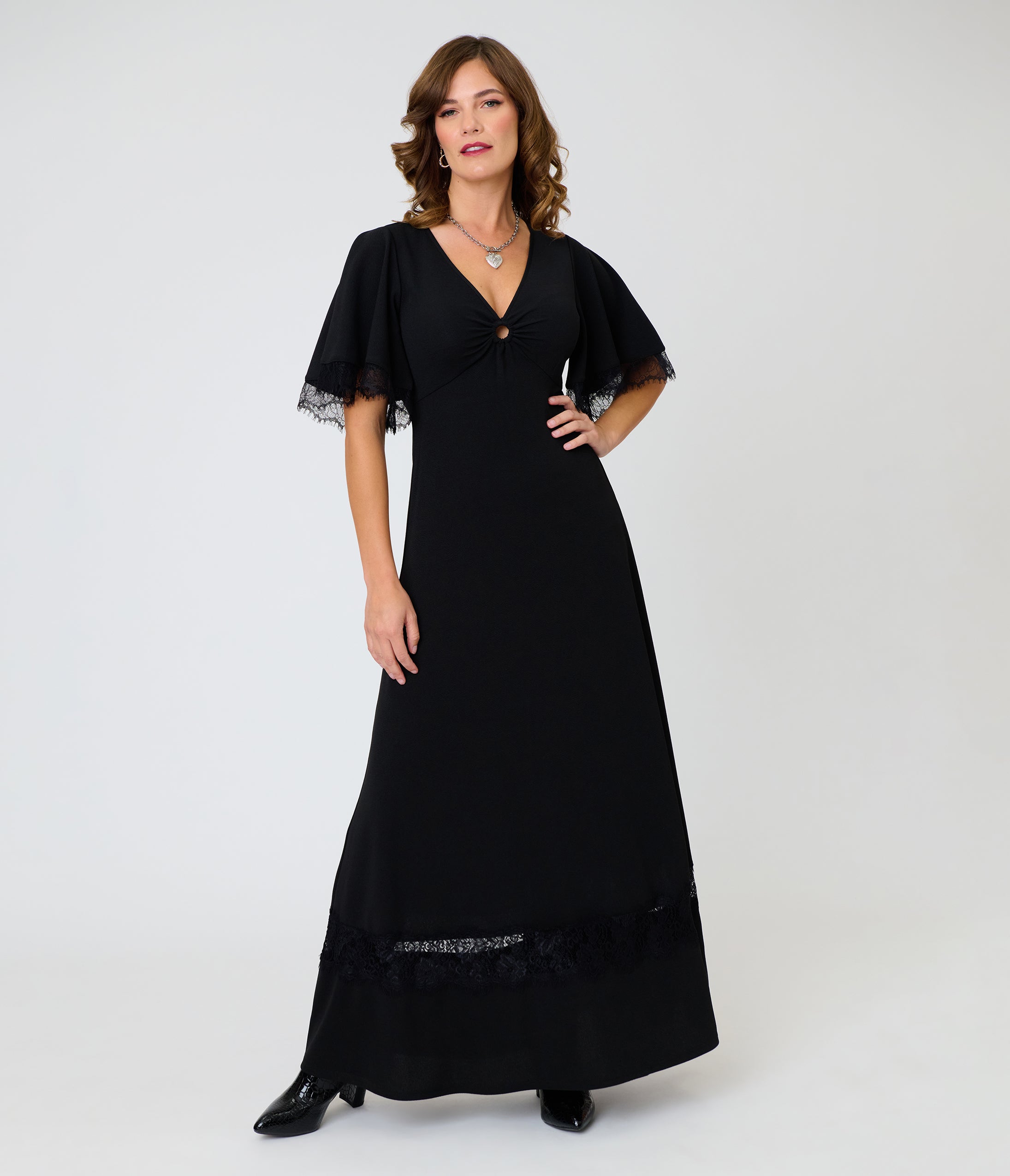 Smak Parlour Black Lace Inset Maxi Dress