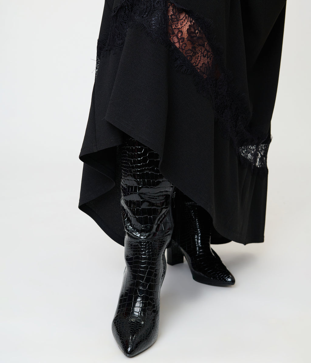 Smak Parlour Plus Size Black Lace Inset Maxi Dress