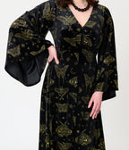 Smak Parlour Black & Gold Moth Print Stevie Maxi Dress