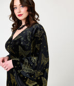 Smak Parlour Black & Gold Moth Print Stevie Maxi Dress