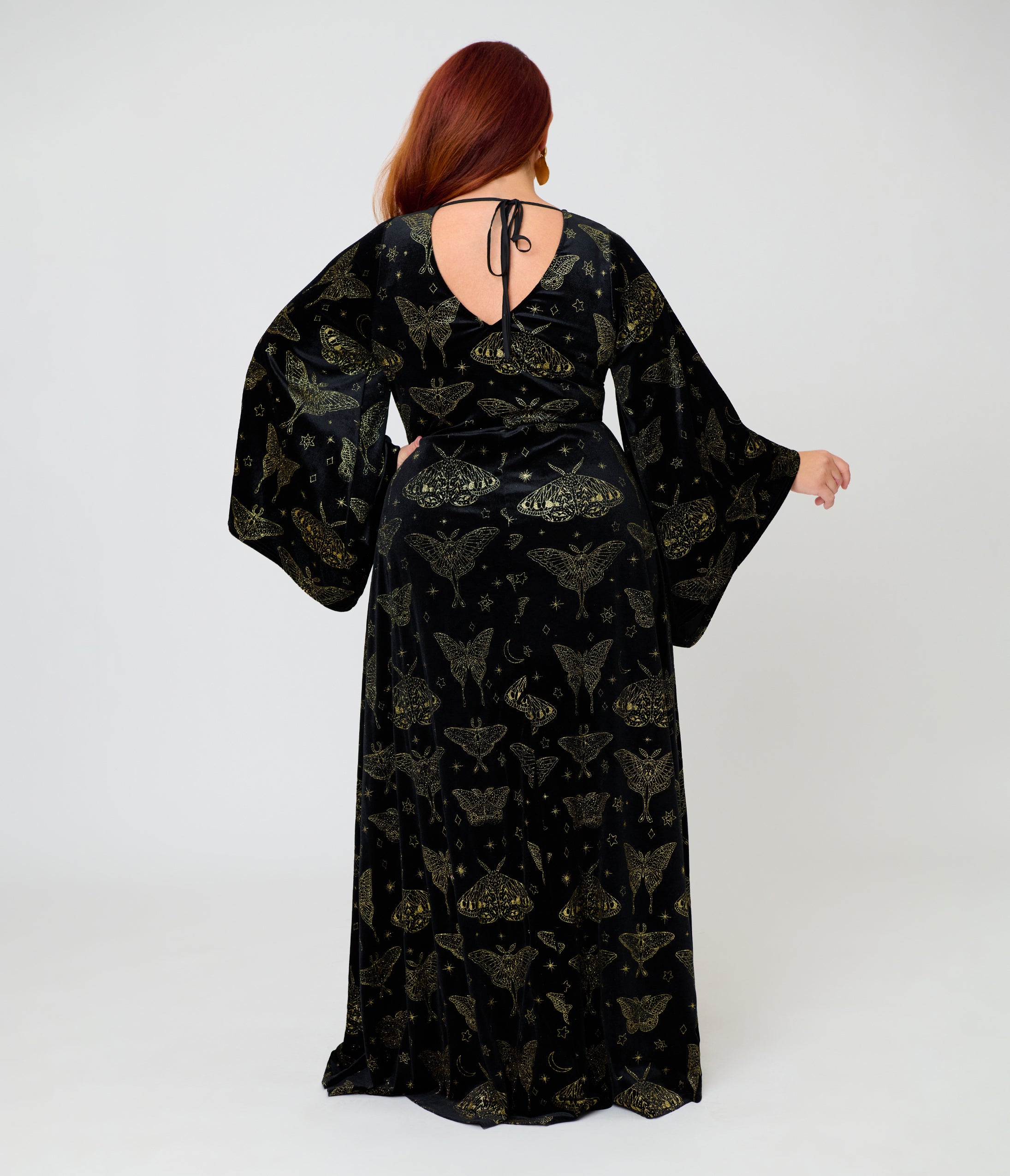 Smak Parlour Plus Size Black & Gold Moth Print Stevie Maxi Dress
