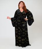 Smak Parlour Plus Size Black & Gold Moth Print Stevie Maxi Dress