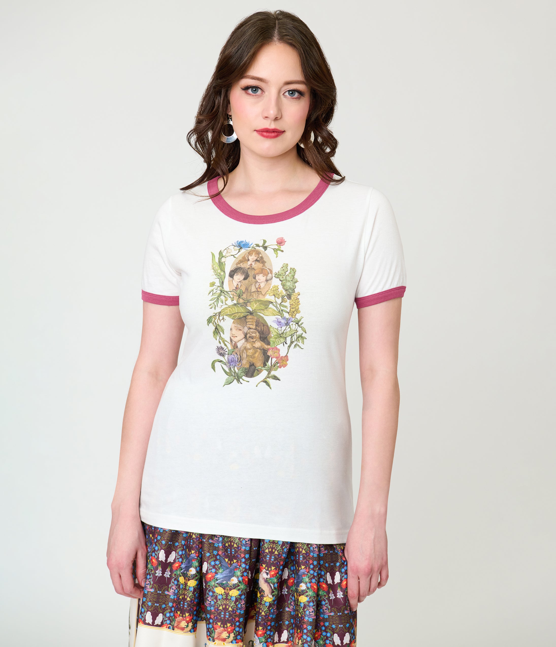 Harry Potter x Unique Vintage Herbology Print Ringer Graphic Tee