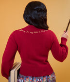 Harry Potter x Unique Vintage Burgundy Hedwig Embroidered Cropped Cardigan