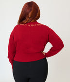 Harry Potter x Unique Vintage Plus Size Burgundy Hedwig Embroidered Cropped Cardigan