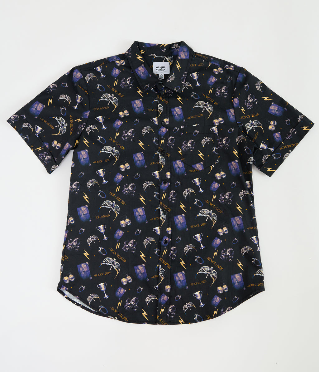 Harry Potter x Unique Vintage Black & Purple Horcruxes Mens Shirt