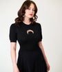 Unique Vintage Black Crescent Moon Cutout Flare Dress