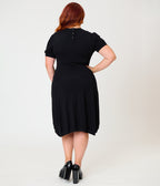 Unique Vintage Plus Size Black Crescent Moon Cutout Flare Dress