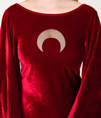 Smak Parlour Burgundy Velvet Moon Cutout Downtown Scene Mini Dress