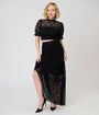 Unique Vintage Black Lace Tiered Maxi Skirt