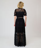 Unique Vintage Black Lace Tiered Maxi Skirt