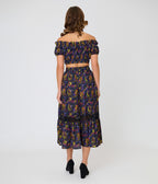 Unique Vintage Carnivorous Plants Tiered Midi Skirt