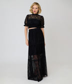 Unique Vintage Black Lace Smocked Blouse