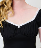 Unique Vintage Black Velvet Bernadette Top