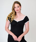 Unique Vintage Black Velvet Bernadette Top