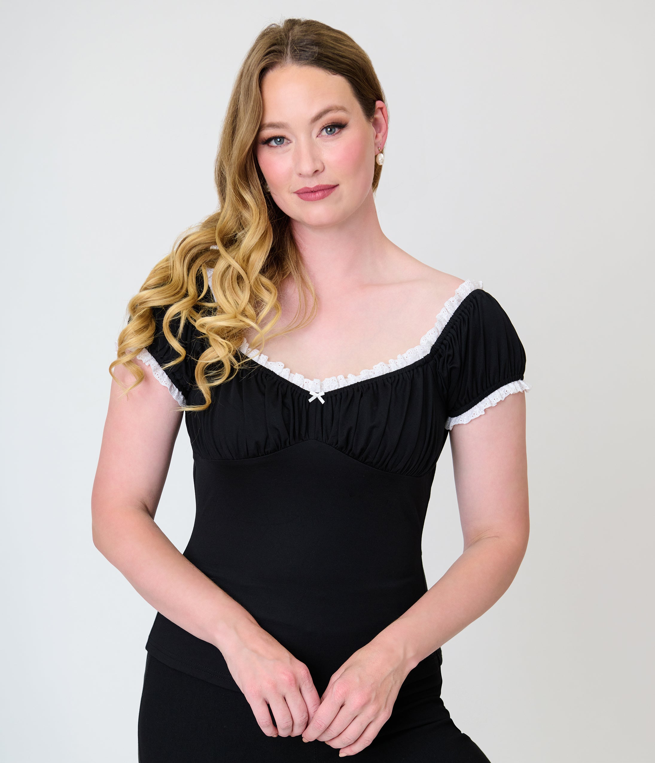 Unique Vintage Black Velvet Bernadette Top