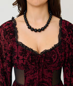 Unique Vintage Burgundy Flocked Godet Maxi Dress