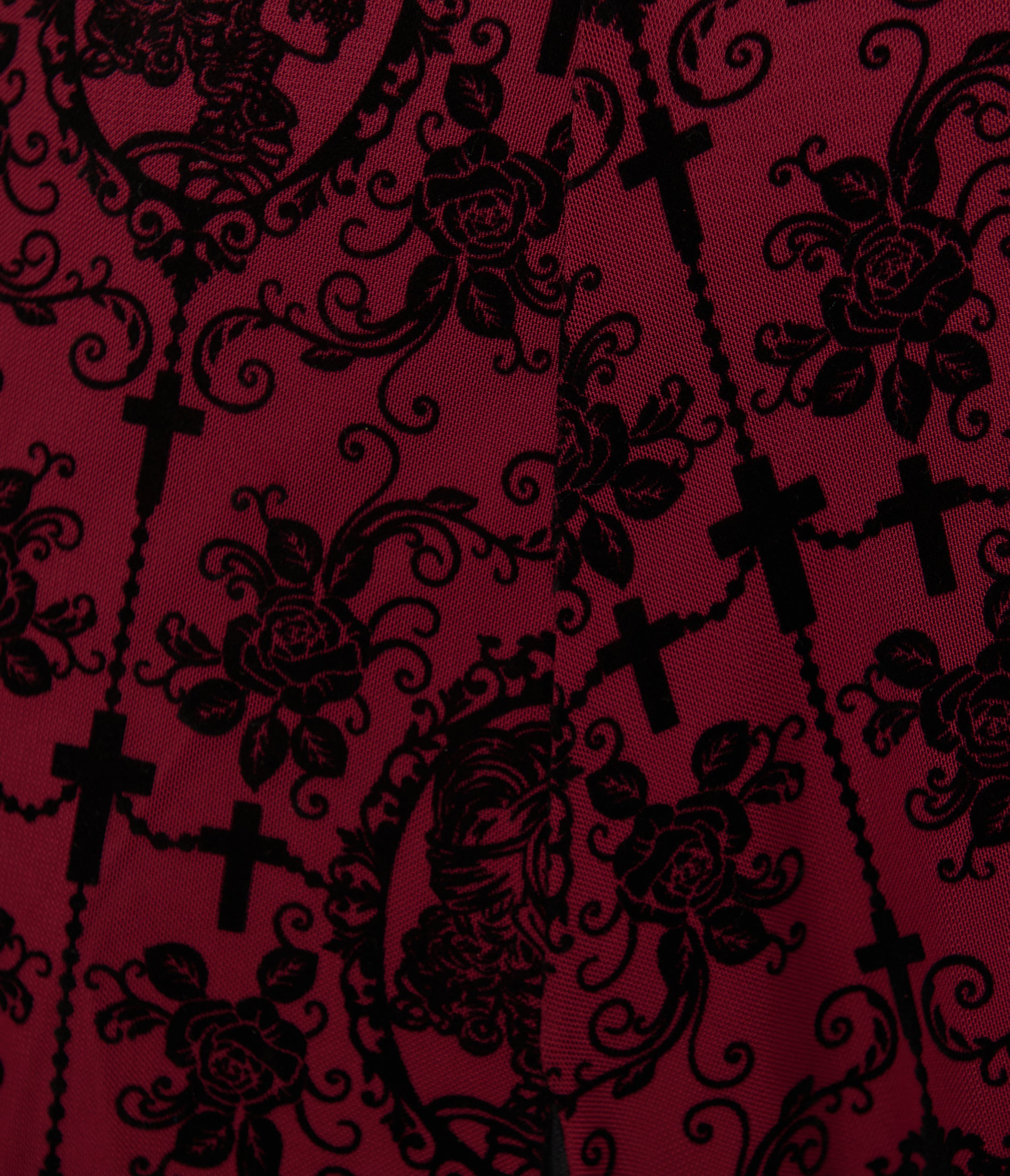 Unique Vintage Plus Size Burgundy Flocked Godet Maxi Dress