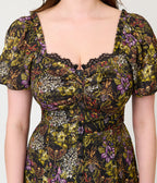 Unique Vintage Dark Magic Floral Midi Dress