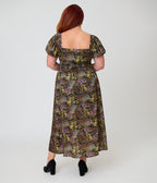 Unique Vintage Plus Size Dark Magic Floral Midi Dress