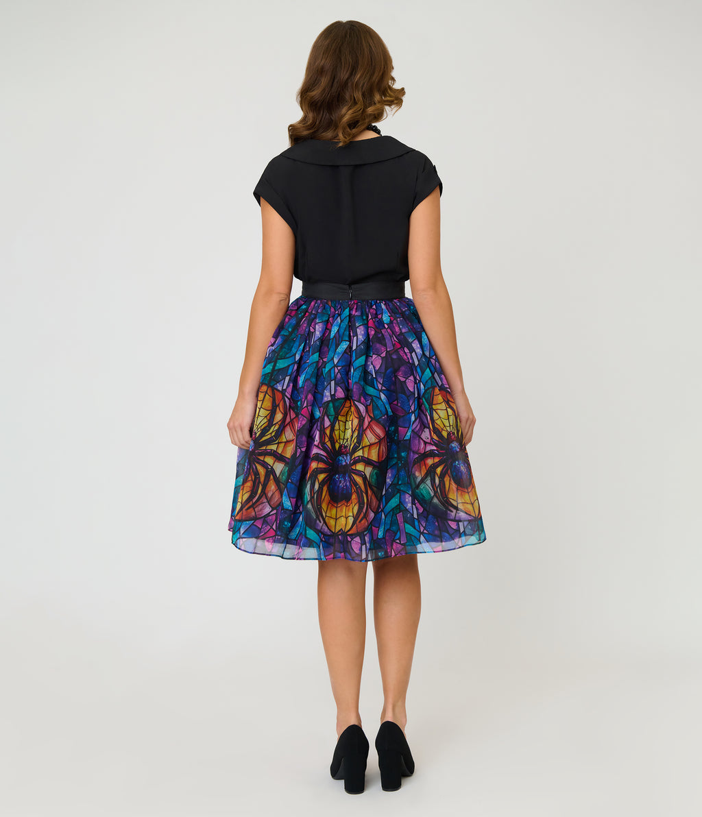 Unique Vintage Stained Glass Spider Flare Ballerina Skirt