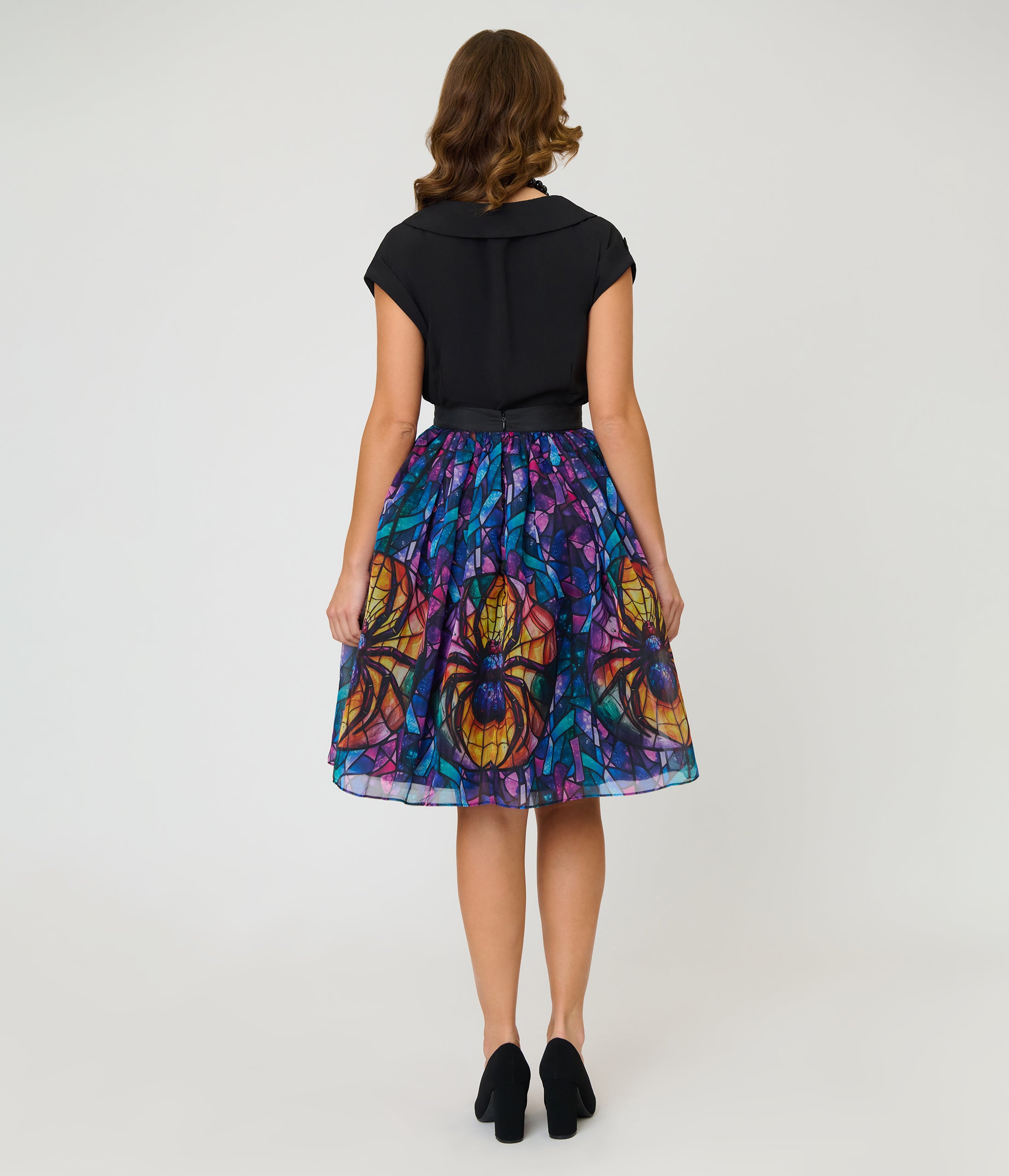 Unique Vintage Stained Glass Spider Flare Ballerina Skirt
