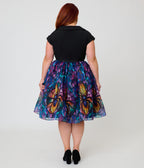 Unique Vintage Plus Size Stained Glass Spider Flare Ballerina Skirt