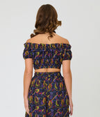 Unique Vintage Carnivorous Plants Ruffle Up Crop Top