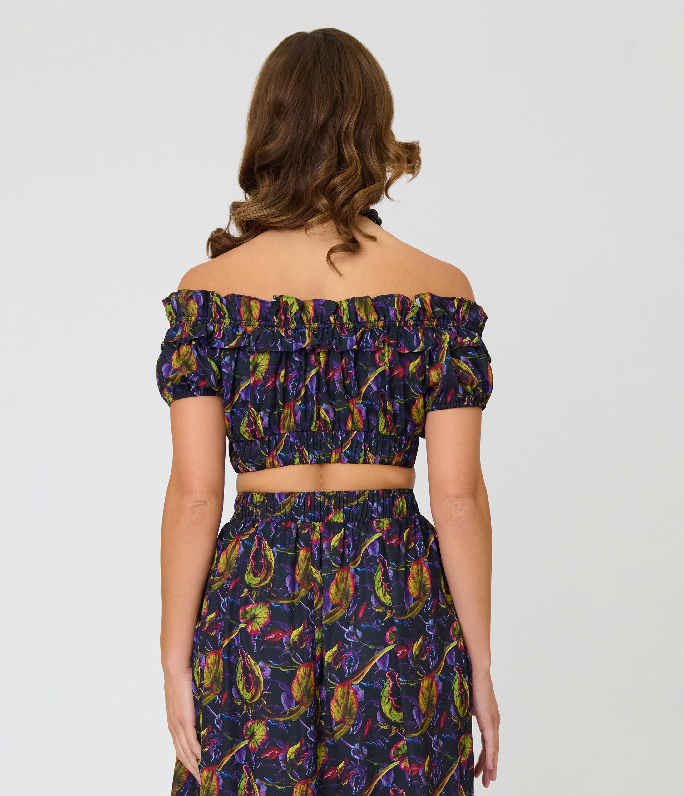 Unique Vintage Carnivorous Plants Ruffle Up Crop Top
