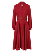 Banned Burgundy Belted Tiziana Midi Dress