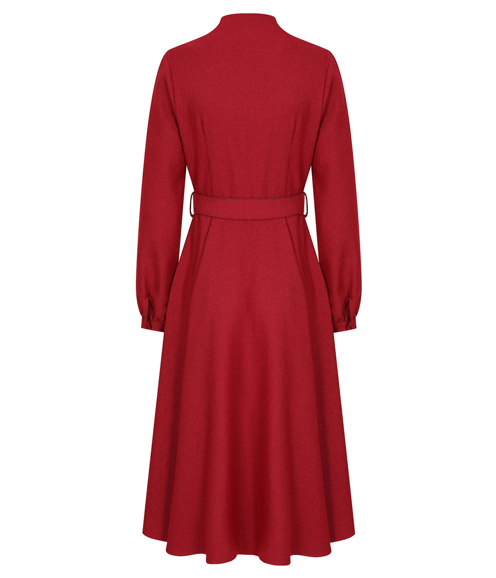 Banned Burgundy Belted Tiziana Midi Dress