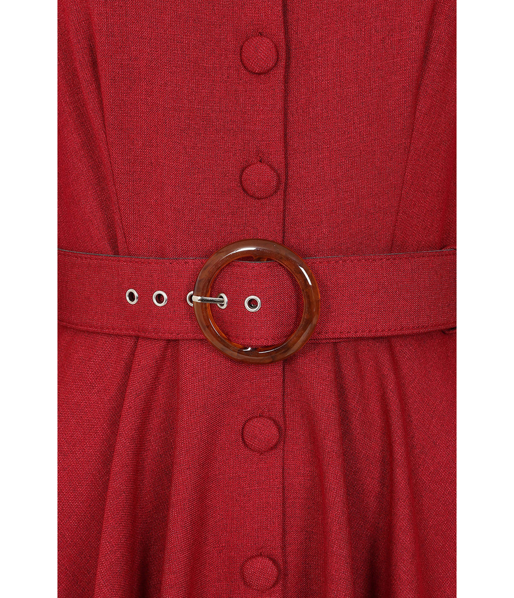 Banned Burgundy Belted Tiziana Midi Dress