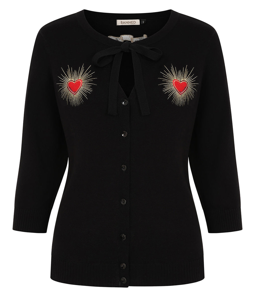 Banned Black True Love Heart Mia Cardigan