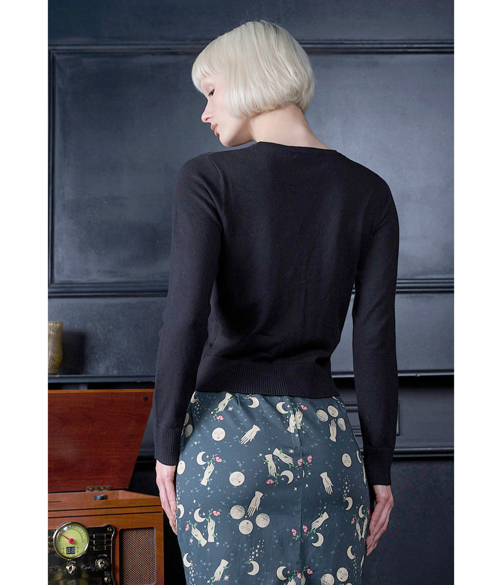 Banned Retro Black Heritage Moon Embroidered Cardigan