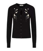 Banned Retro Black Heritage Moon Embroidered Cardigan
