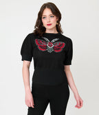 Unique Vintage Black Moth Embroidered Sweater