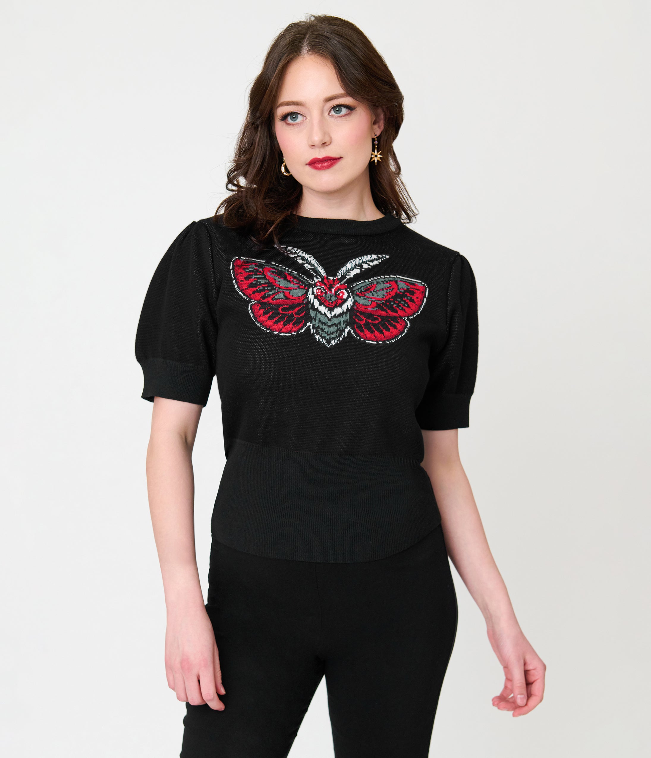 Unique Vintage Black Moth Embroidered Sweater