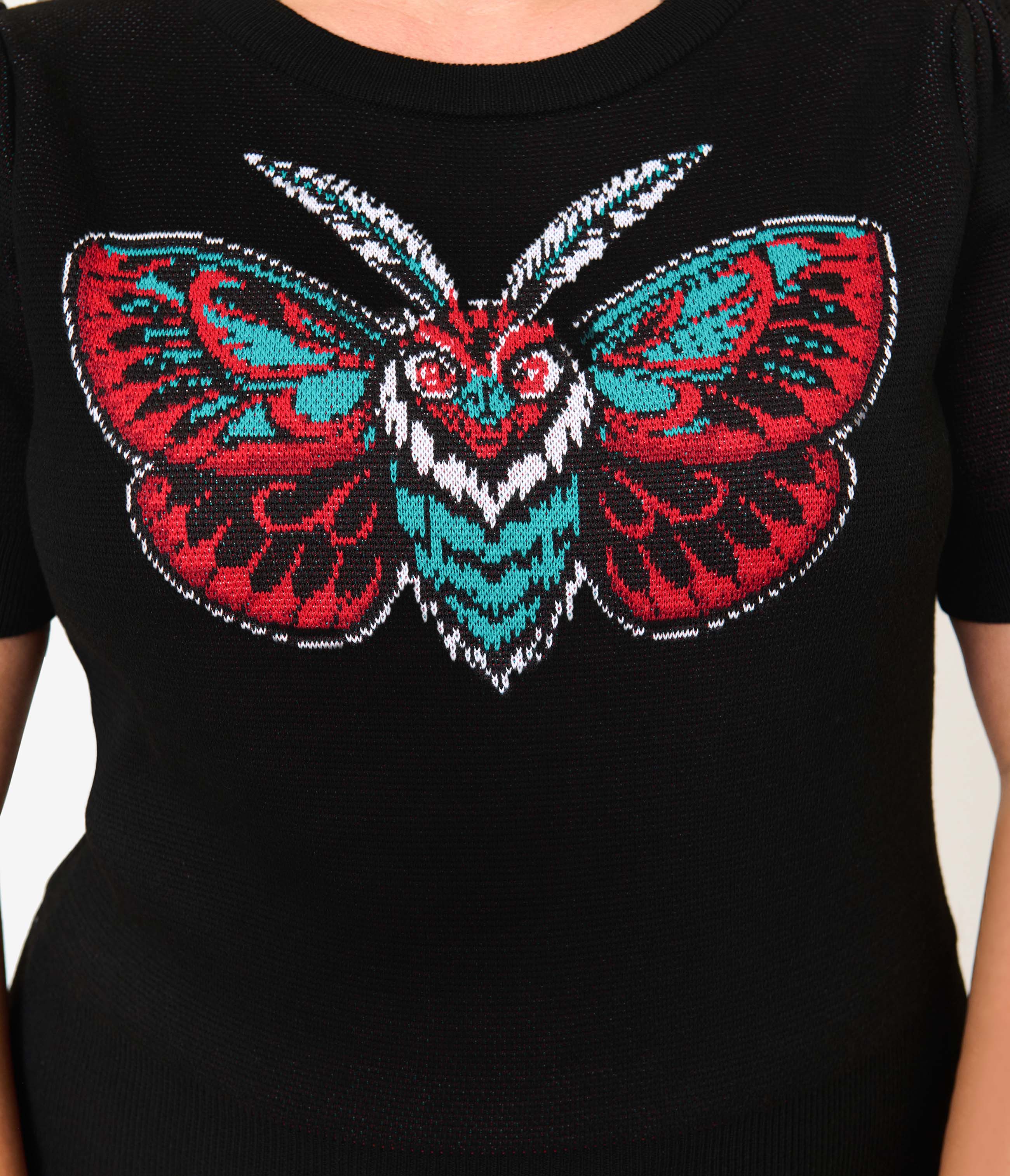 Unique Vintage Plus Size Black Moth Embroidered Sweater