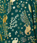 Unique Vintage Green & Gold Peacock Swing Dress