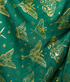 Unique Vintage Plus Size Green & Gold Moth Foil Flutter Sleeve Dionne Caftan