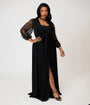 Unique Vintage Plus Size Black Lace Hollywood Duster