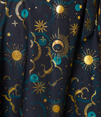 Unique Vintage Black Celestial Print Swing Dress