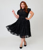 Unique Vintage Plus Size Black Lace Hollie Swing Dress