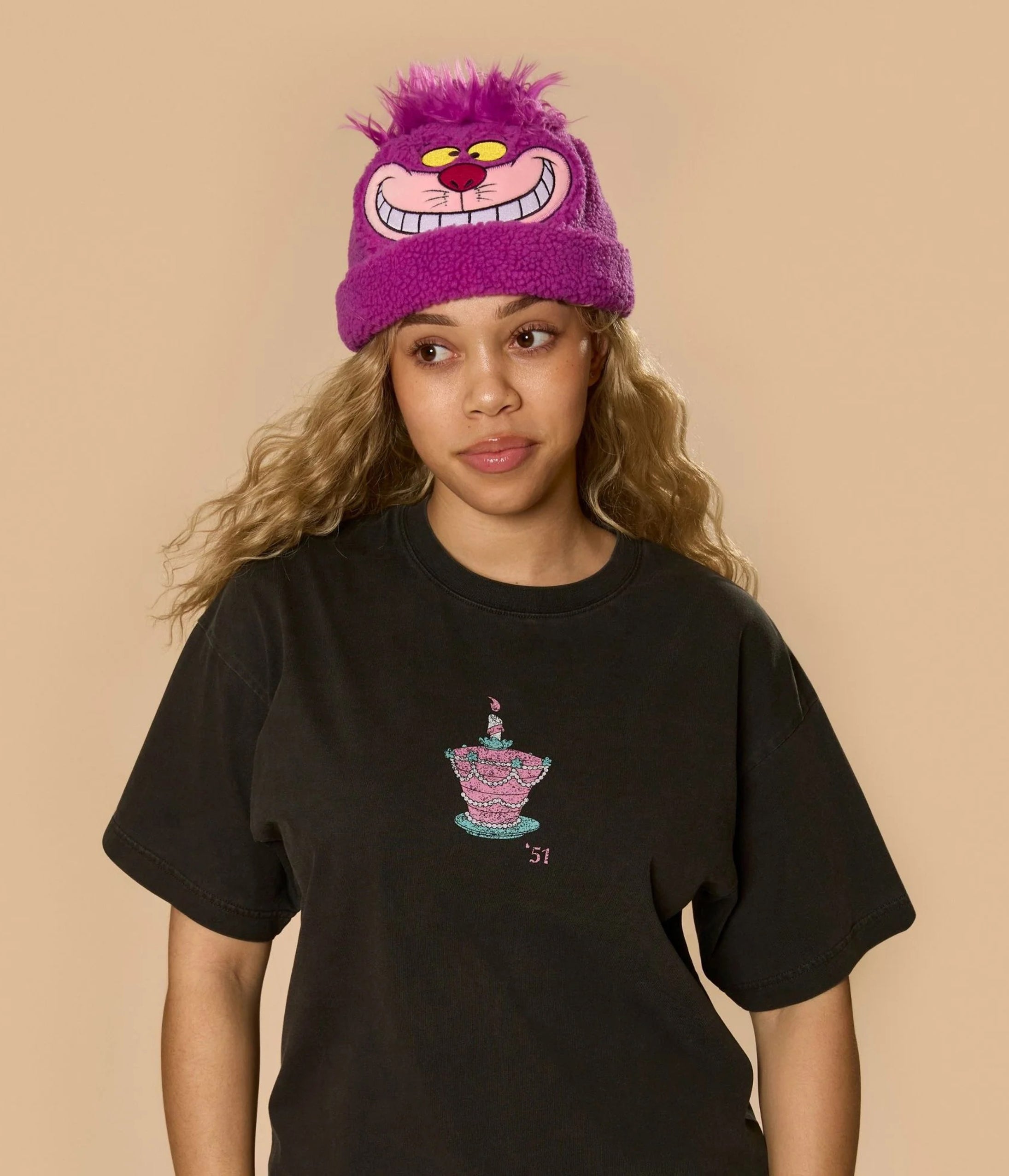 Cakeworthy Purple Alice in Wonderland Cheshire Cat Sherpa Beanie