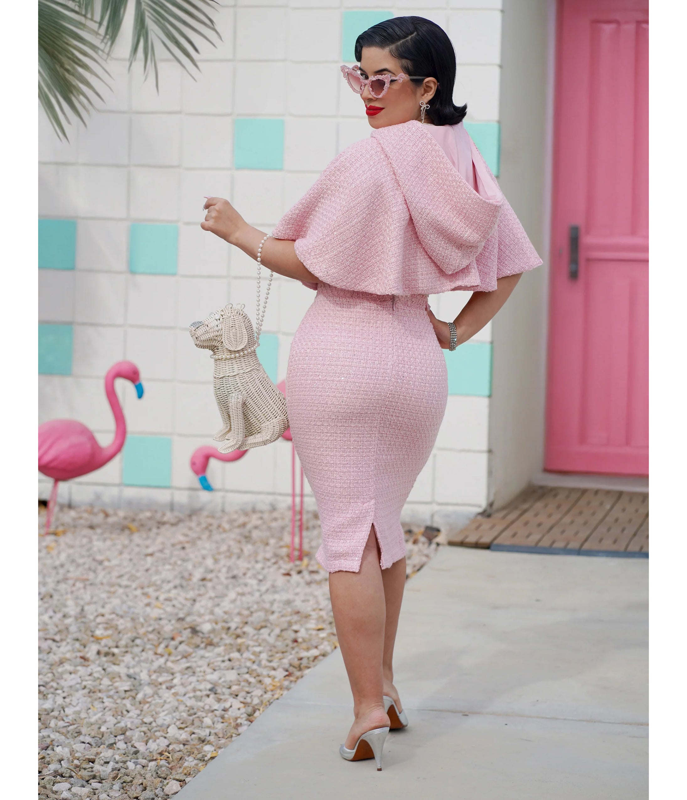Pink Sequin Tweed Helena Capelet Set